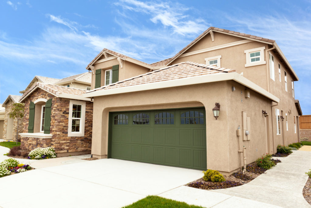 Green Garage Door